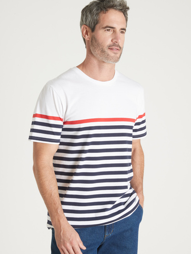 Tee-shirt marinière manches courtes - Daxon - Rayé fond blanc