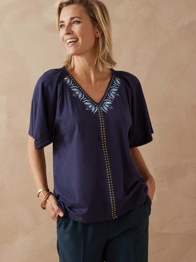 Tee-shirt manches courtes papillon - Daxon - Marine