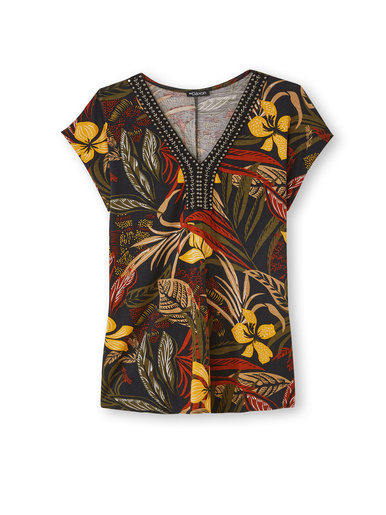 Tee-shirt perles fantaisie maille fluide