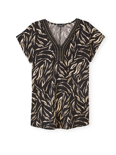 Tee-shirt perles fantaisie maille fluide