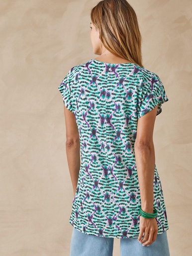 Tee-shirt perles fantaisie maille fluide