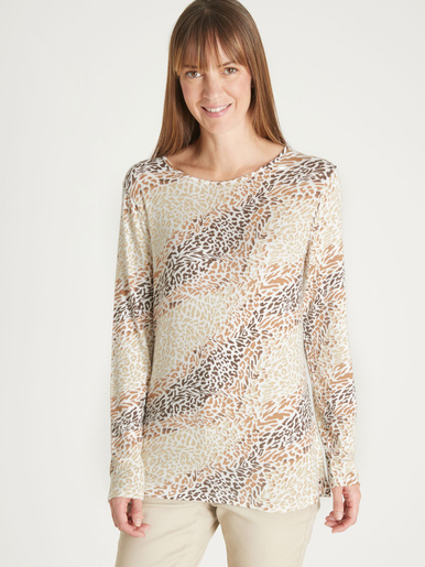 Tee-shirt en maille flammée - Daxon - Imprimé léopard