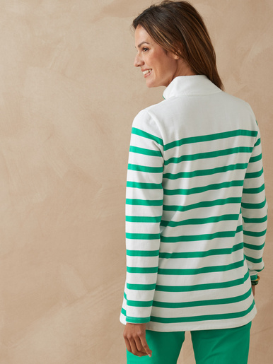 Sweat-shirt rayé col montant