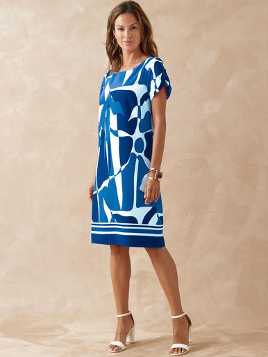 Robe housse manches courtes - Daxon - Imprimé bleu