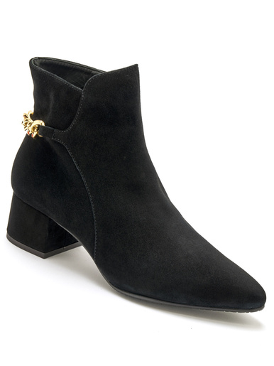 Boots cuir velours à aérosemelle® - Pédiconfort - Noir