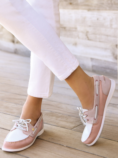Chaussures bateau cuir - Pédiconfort - Rose