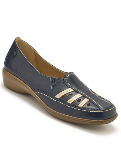 Mocassins à perforations fantaisie - Pédiconfort - Marine/doré