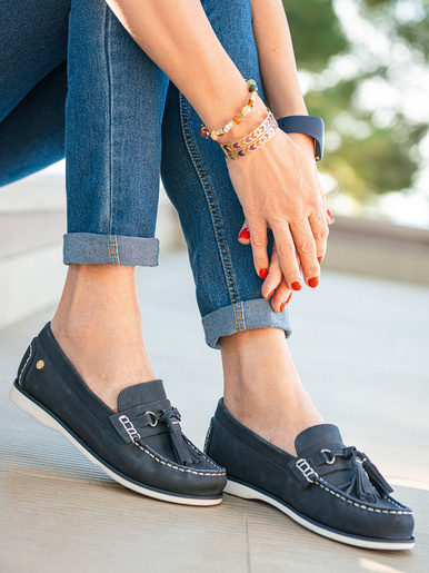 Mocassins à pompons - Pédiconfort - Marine