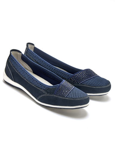 Ballerines cuir et textile aéré