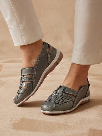 Mocassins ajourés élastiqués - Pédiconfort - Gris