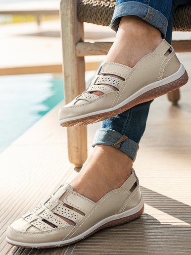 Mocassins ajourés élastiqués - Pédiconfort - Beige