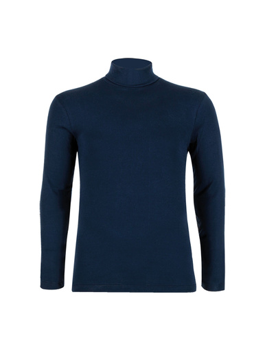 Tee-shirt col roulé pur coton - Eminence - Marine