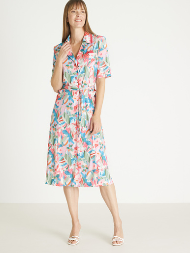 Robe élégante toute boutonnée - Daxon - Imprimé rose