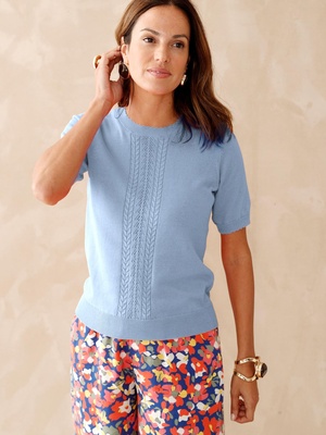 Pull manches courtes finition écailles