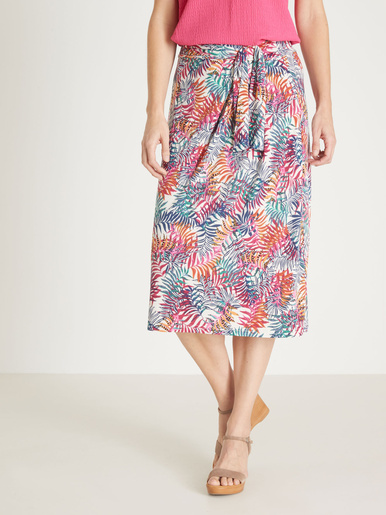 Jupe élastiquée en maille - Daxon - Imprimé orange