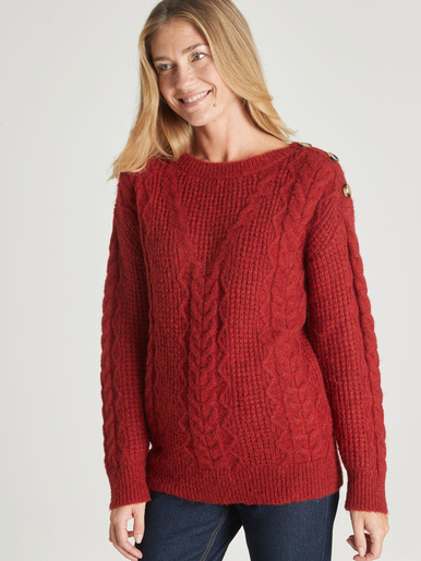 Pull en maille fantaisie col rond - Daxon - Rouille