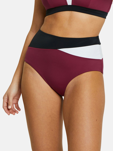 Slip  bain taille haute Beyond The Beach - Sans Complexe - Colorblock prune