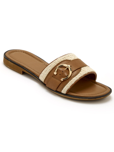 Mules chic en cuir à aérosemelle® - Pédiconfort - Marron