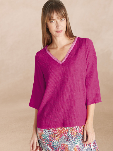 Tee-shirt V galon fantaisie - Daxon - Rose