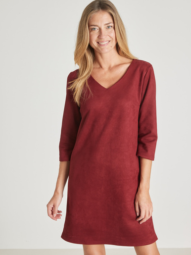 Robe en maille suédine - Daxon - Bordeaux