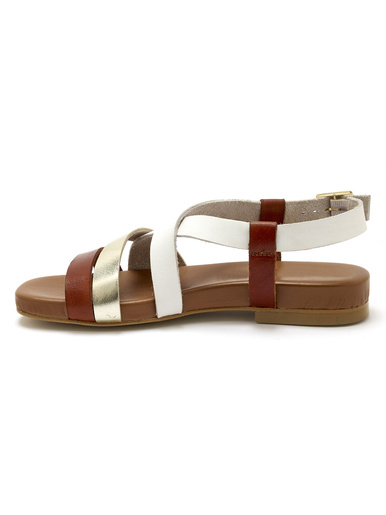 Sandales plates en cuir