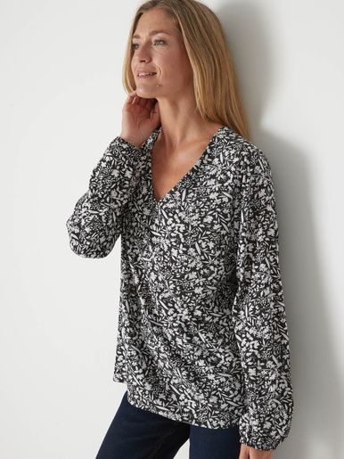 Blouse fluide encolure V - Daxon - Noir ecru
