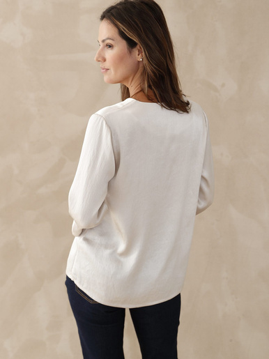Blouse manches 3/4 effet satiné