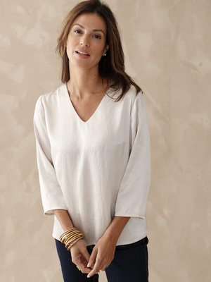 Blouse manches 3/4 effet satiné