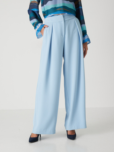 Pantalon large en crêpe - Daxon - Bleu