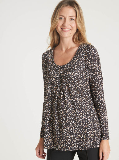 Tee-shirt tunique manches longues - Daxon - Imprimé noir