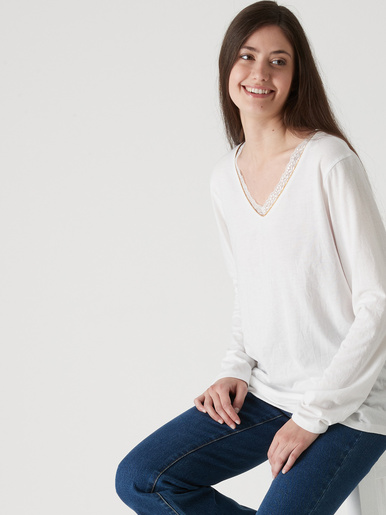 Tee-shirt maille émerisée - Daxon - Ecru