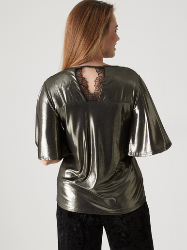 Tee-shirt brillant avec dentelle