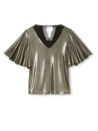 Tee-shirt brillant avec dentelle
