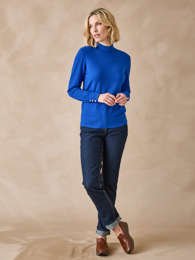 Pull col montant - Daxon - Bleu