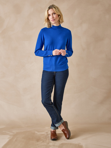 Pull col montant - Daxon - Bleu