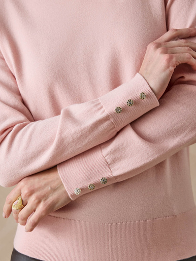 Pull col montant - Daxon - Rose