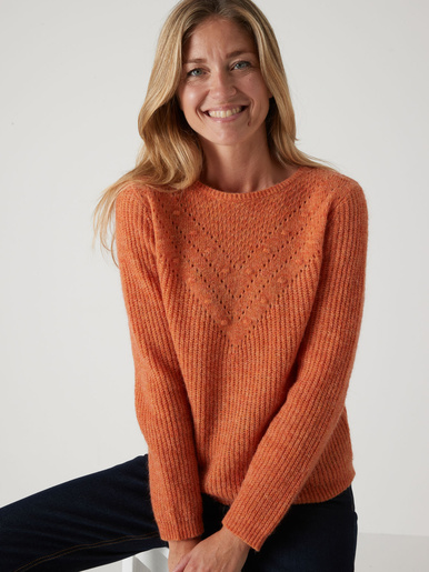 Pull encolure ronde avec laine et mohair - Daxon - Orange