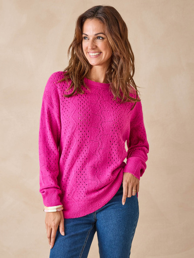 Pull encolure ronde - Daxon - Fuschia
