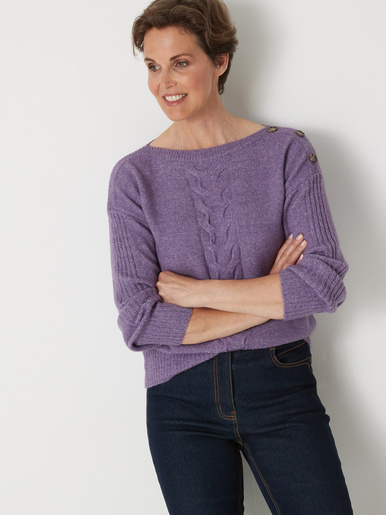 Pull encolure bateau en jersey envers - Daxon - Violet