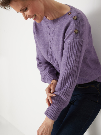 Pull encolure bateau en jersey envers