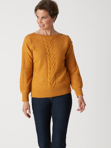 Pull encolure bateau en jersey envers - Daxon - Jaune