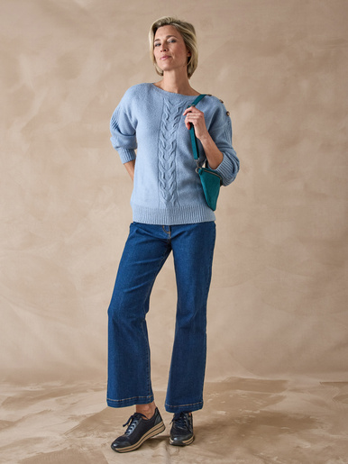 Pull encolure bateau en jersey envers