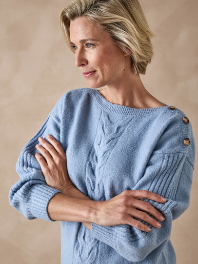 Pull encolure bateau en jersey envers