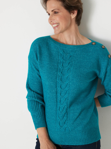 Pull encolure bateau en jersey envers - Daxon - Turquoise