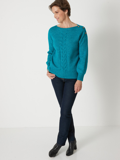 Pull encolure bateau en jersey envers