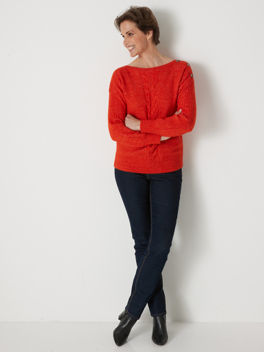 Pull encolure bateau en jersey envers