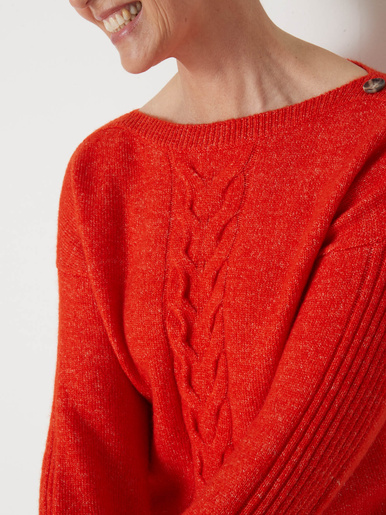 Pull encolure bateau en jersey envers