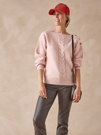Pull encolure bateau en jersey envers