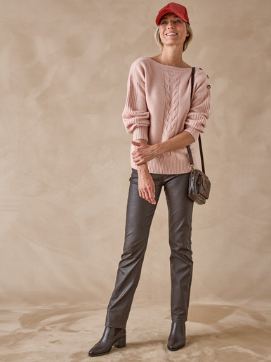 Pull encolure bateau en jersey envers