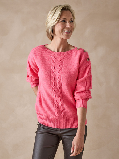 Pull encolure bateau en jersey envers - Daxon - Fucshia